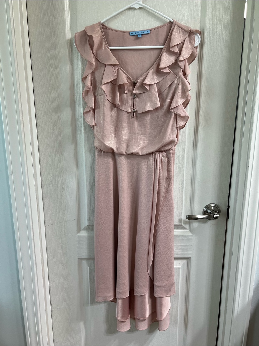 ANTONIO MELANI Dusty Pink Ruffle High-Low Dress